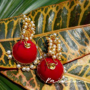 Handmade  Statement earrings with faux pearls